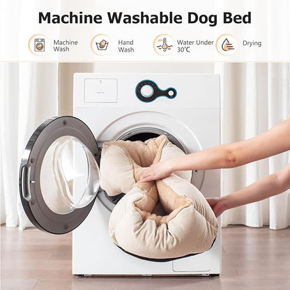 MIXJOY Dog Beds for Medium Dogs Washable (30x24in, Beige)