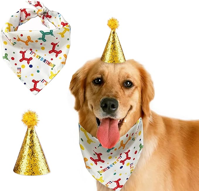 Dog Birthday Hat and Dog Birthday Bandana