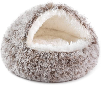 NOYAL Dog Bed Round Hooded Plush Cat Cave