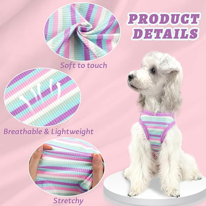 XPUDAC 4 Pack Rainbow Striped Dog Shirts Soft