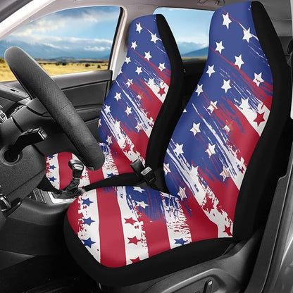 American Flag Print Car Seat Covers Set of 2