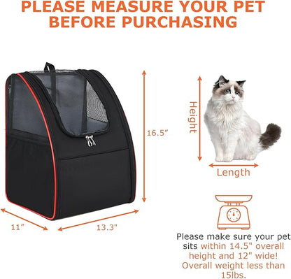 Cat Backpacks for Carrying Cats Pet Backpack Carrier for Small Dogs and Cats, Fully Ventilated Mesh Dog Backpack, Portable Cat Carrier for Travel, Hiking, Walking