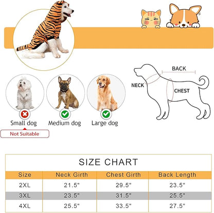 DELIFUR Large Dog Tiger Costume - Tiger Halloween Costume for Medium Large Dogs Golden Retriever Labrador Rottweiler Cute Hoodie Outfit (Yellow, XXX-Large)