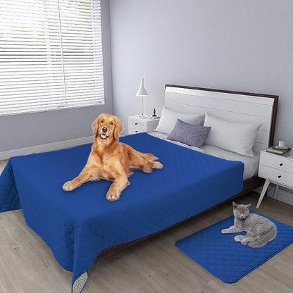 Easy-Going 100% Waterproof Dog Bed Cover, Non-Slip Pet Blanket for Furniture, Washable Couch Cover, Repleasement Sofa Cover (120X82 in,Classic Blue)