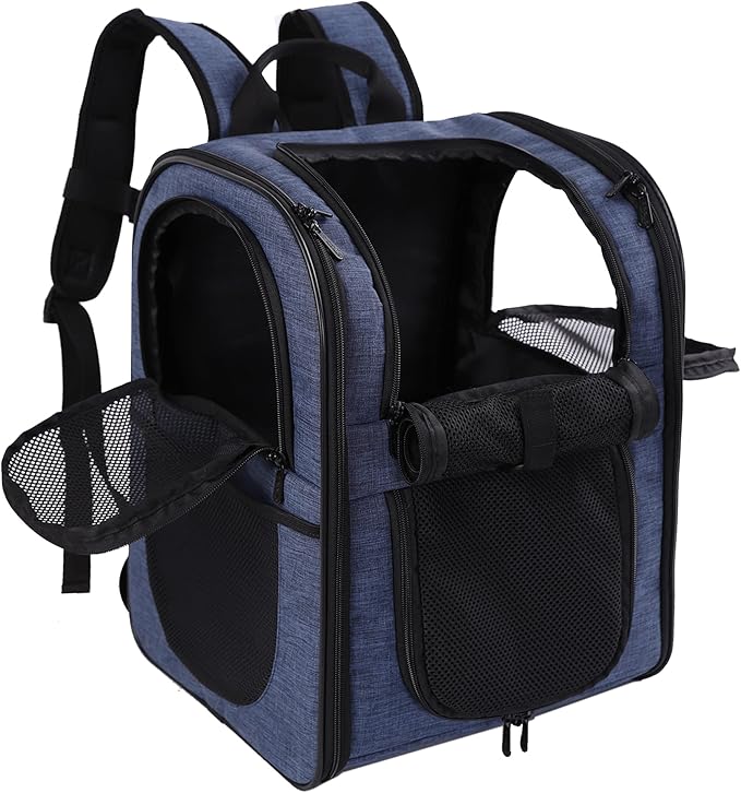 Apollo Walker Pet Carrier Backpack for Large/Small Cats and Dogs, Puppies, Safety Features and Cushion Back Support | for Travel, Hiking, Outdoor Use (Navy)