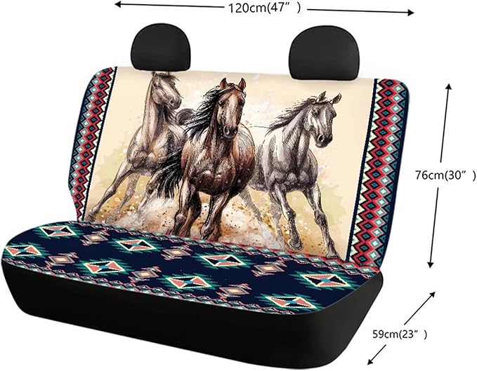 WELLFLYHOM Western Horse Car Accessories Bench Seat Cover
