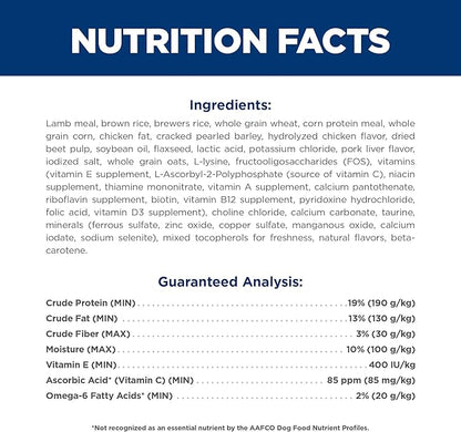 Hill's Science Diet Adult 1-6, Adult 1-6 Premium Nutrition, Small Kibble, Dry Dog Food, Lamb & Brown Rice, 15.5 lb Bag