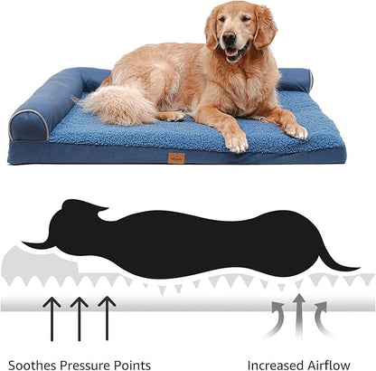 Orthopedic Dog Bed for Large Dogs Removable Bolsters & Washable Cover 65 lbs