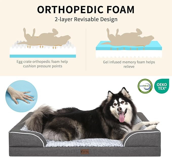 Memory Foam XL Dog Bed with Bolsters