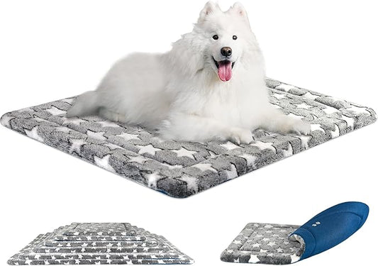 KROSER Fancy Dog Crate Pad Dog Bed Mat Reversible (Cool & Warm)