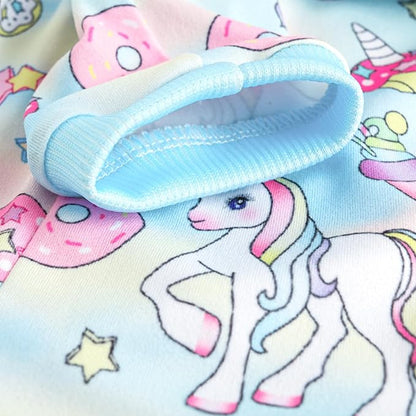 Dog Cute Blue Unicorn T Shirts doughnut Pattern Printed Pet Shirt Softable Pajamas for Large Dog (2XL,Blue)