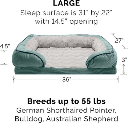 Furhaven Orthopedic Dog Bed for Large/Medium Dogs w/ Removable Bolsters & Washable Cover 55 lbs