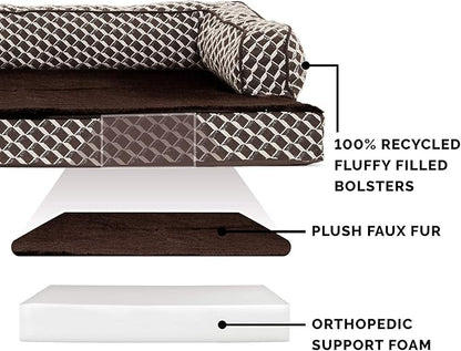 Furhaven Orthopedic Dog Bed for Large Dogs w/ Removable Bolsters & Washable Cover 125 lbs