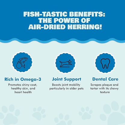 Benji & Louie Air Dried Herring Fish for Dogs and Cats - Natural Healthy Dog and Cat Treats, Single Ingredient, 3 oz