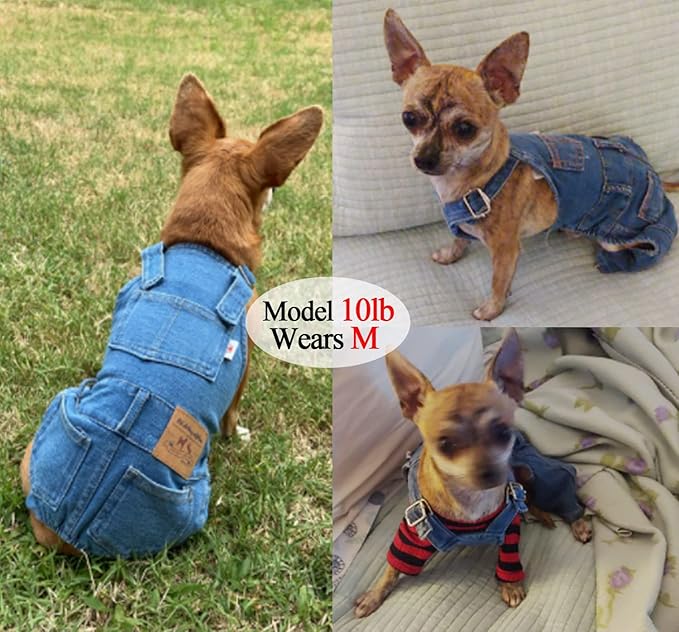 Dog Shirts Clothes Denim Overalls, Pet Jeans Onesies Apparel, Puppy Jean Jacket Sling Jumpsuit Costumes, Fashion Comfortable Blue Pants Clothing for Small Medium Dogs Cats Boy Girl (Blue, X-Large)