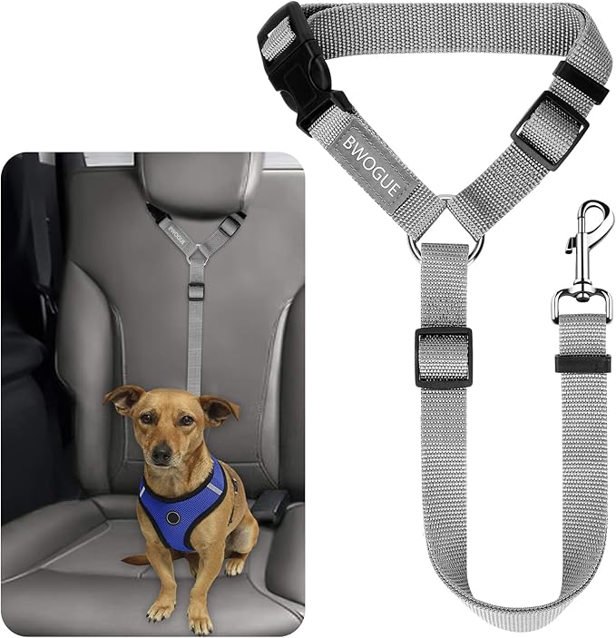 BWOGUE Pet Dog Cat Seat Belts, Car Headrest Restraint Adjustable Safety Leads Vehicle Seatbelt Harness (1 Pack)