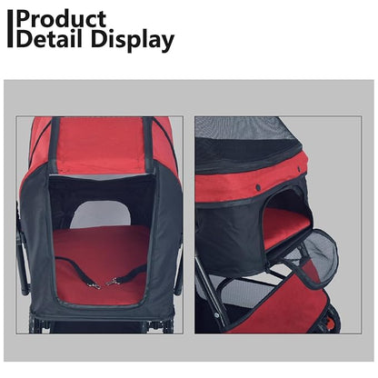 Reversible Handlebar Pet Stroller for Medium Dogs 360 Rotating 2 Security
