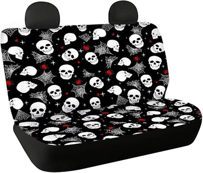 AFPANQZ Skull Spiderweb Car Backseat Covers Dog Seat
