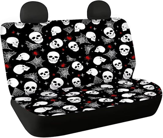 AFPANQZ Skull Spiderweb Car Backseat Covers Dog Seat