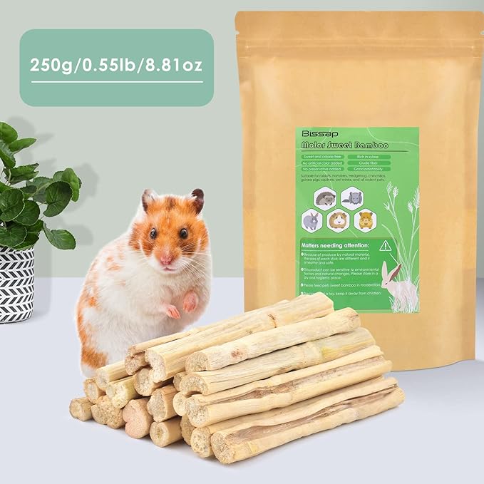 Bissap 250g/0.5Ib Sweet Bamboo Chew Sticks for Rabbits, Bunny Molar Treats Snack for Small Animals Hamster Chinchilla Guinea Pigs Rabbit Squirrel Natural Teeth Grinding Toys