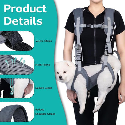 City & Cuddle Dog Backpack Carrier Legs Out Dog Backpack for Hiking and Travel Adjustable Pet Carrying Backpack for Small Dog Puppy and Cat Grey L