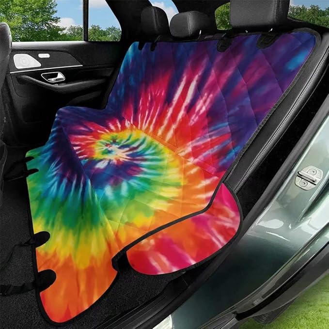 AFPANQZ Rainbow Tie Dye Dog Seat Cover