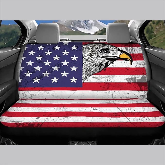 AFPANQZ America Flag Eagle Car Interior Rear Seat