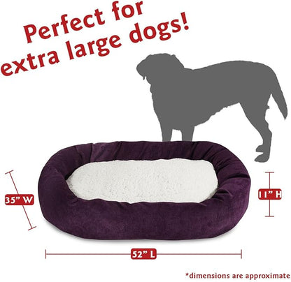 52 inch Aubergine Villa Collection Sherpa Bagel Dog Bed