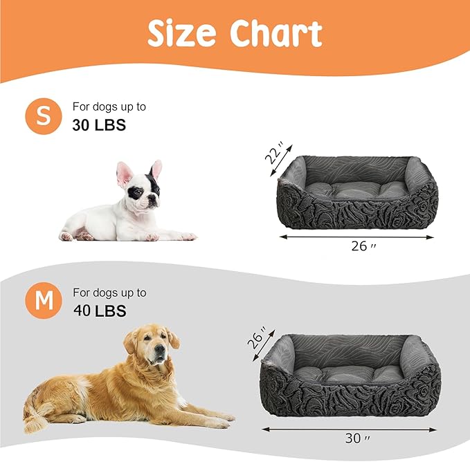 2 in 1 Dog Bed Washable Pet Cooling Beds for Large Medium Small Dogs Cats Orthopedic Reversible Washable Sofa Rectangle Durable Puppy Cuddler Soft Calming Sleeping Bed