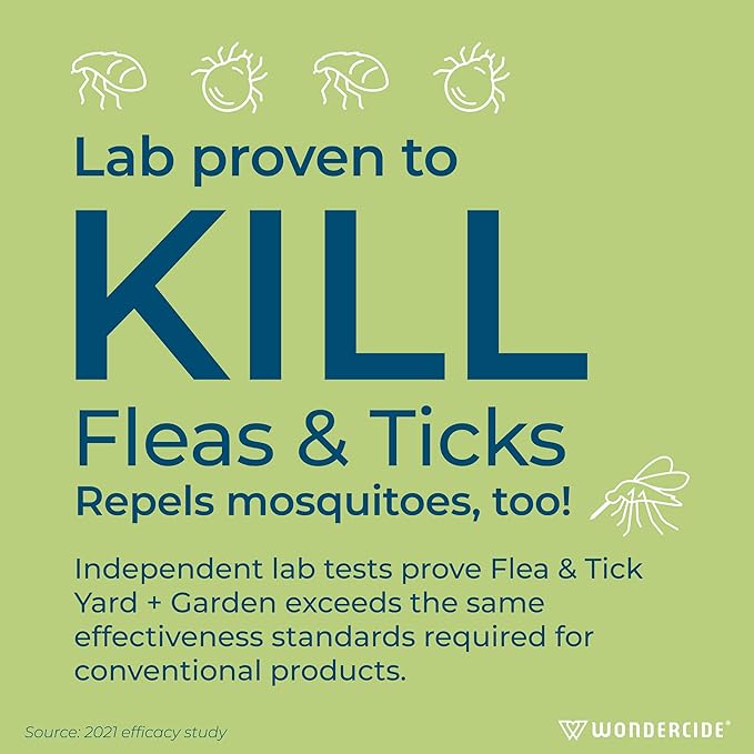 Wondercide - Ready to Use Flea, Tick, and Mosquito Yard Spray with Natural Essential Oils – Mosquito and Insect Killer, Treatment, and Repellent - Plant-Based - Safe Around Pets, Plants, Kids - 32 oz