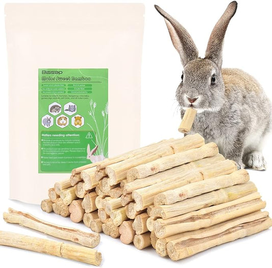 Bissap 700g/1.5Ib Sweet Bamboo Sticks for Rabbits, Bunny Chew Toys for Rabbits Hamster Chinchilla Guinea Pigs Rabbit Squirrel Small Animals Natural Treats Teeth Grinding Chew Sticks