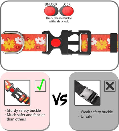 Cute Floral Dog Collar for Small Medium Large Dogs