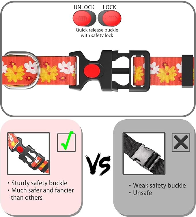 Cute Floral Dog Collar for Small Medium Large Dogs