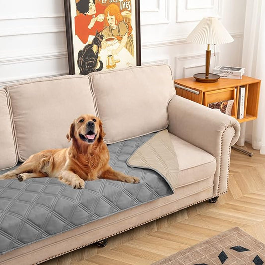 SUNNYTEX Waterproof & Reversible Dog Bed Cover Pet Blanket Sofa, Couch Cover Mattress Protector Furniture Protector for Dog, Pet, Cat（30"*70",Beige/Grey