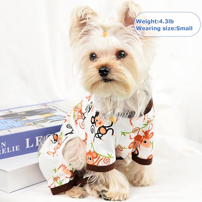 Dog Pajamas for Small Dogs Dog Summer Clothes Soft Dog Pjs Puppy Onesies Outfits Shirts Sleeper for Pet Cats Jammies, Small