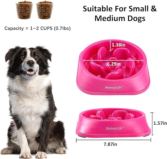 Slow Feeder Dog Bowls Large Breed, Dog Slow Feeder Bowl, Dog Food Bowls Slow Feeder, Dog Bowl Slow Feeder, Dog Bowl That Slow Down Eating(Rose Red)