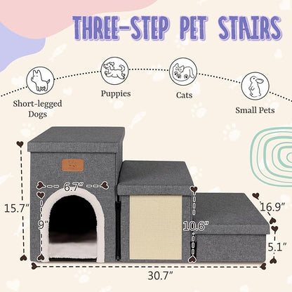 downluxe Dog Stairs for Small Dogs (3-Step Pet