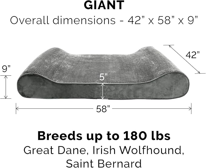 Furhaven Replacement Dog Bed Cover Minky Plush & Velvet Contour Luxe Lounger