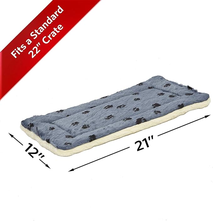 MidWest Homes for Pets Reversible Paw Print Pet Bed in Blue / White 21L x 12W x 2.5H for