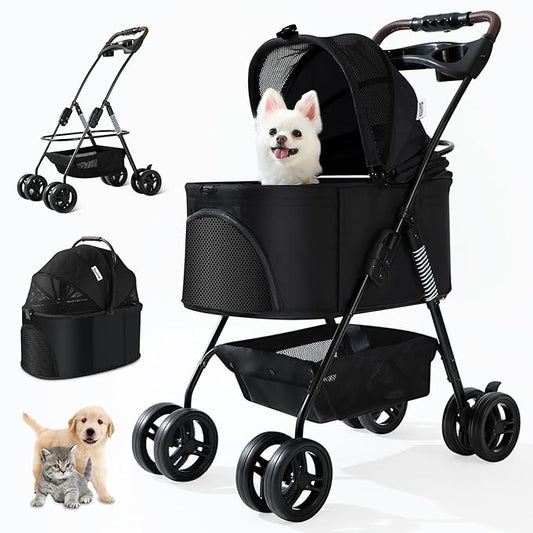 SWITTE Dog Stroller 3 in 1 Folding Pet Stroller 4 Wheels