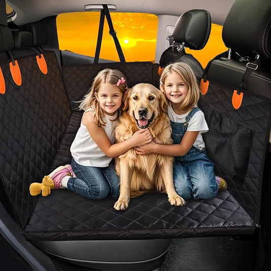 6-in-1 Hard Bottom Back Seat Extender for Dogs-Support 330lb, Sturdy Dog Hammock for Car, Waterproof Backseat Protector for Car, SUVs, Truck, Foldable Travel Accessories Camping Mattress Bed