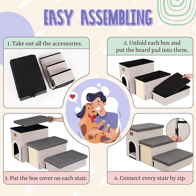 downluxe Dog Stairs for Small Dogs (3-Step Pet