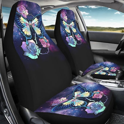 Galaxy Blue Butterfly Print Car Seat Covers for Women