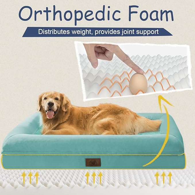 Orthopedic Washable Large Dog Bed: Jumbo Dog Bed Bolster Waterproof