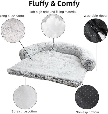Calming Dog Bed Fluffy Plush Dog Mat for Furniture Protector with Removable Washable Cover for Large Medium Small Dogs and Cats (Extra Large (53x39.3x6)
