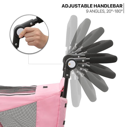 MoNiBloom Pet Stroller for Large Dogs or Multiple Dogs Cats with Adjustable Handle 3-Wheels Dual 55 lbs,