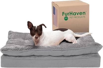 Furhaven Orthopedic Dog Bed for Medium/Small Dogs w/ Pillow Cushion Top & Removable Washable Cover 35 lbs