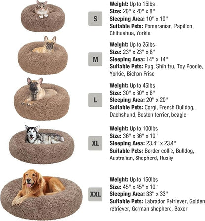 Veehoo Calming Dog Bed for Large Medium Dogs 45 lbs 30", Camel