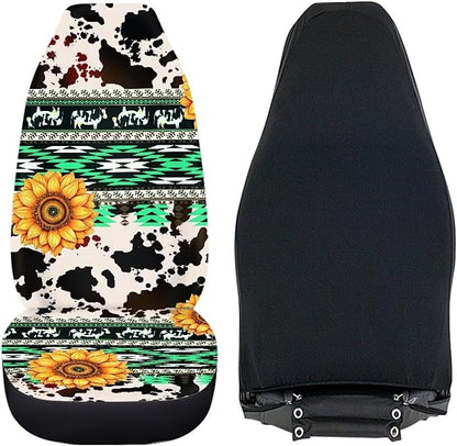 UNICEU Tribal Sunflower Car Seat Cover Cow Print 2 pc