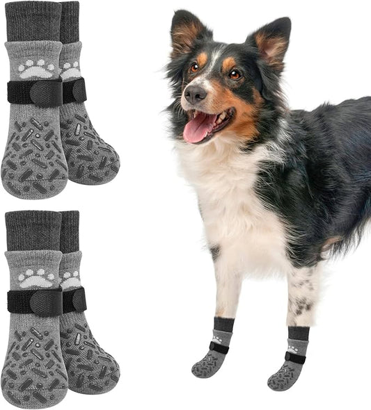 SCENEREAL Dog Socks to Prevent Licking Paws for Hot Pavement, Anti Slip Long Dog Grip Socks for Hardwood Floors, Dog Shoes Booties&Paw Protector for Small Medium Large Senior Dog, Pet Socks for Wounds